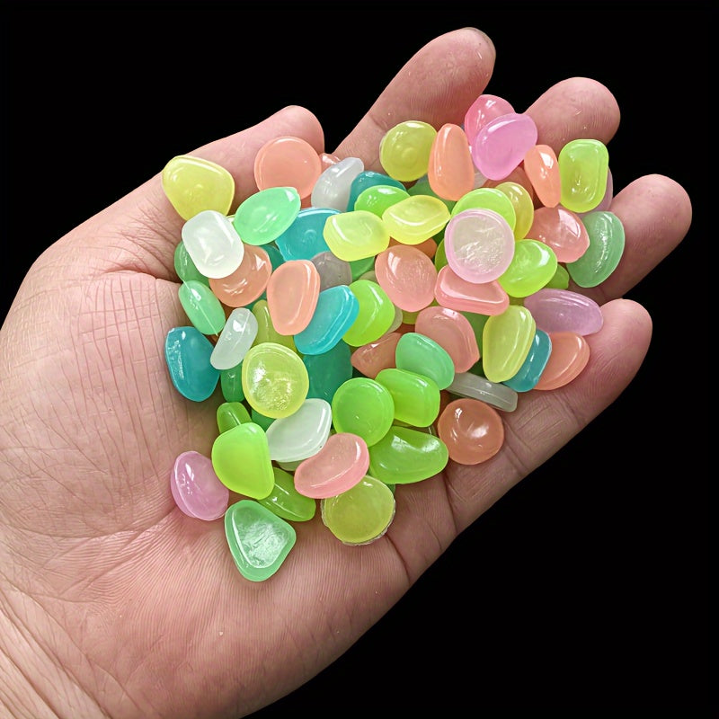 100pcs/bag Glow-in-the-Dark Pebbles - Enhance Your Fish Tank Or Aquarium With Fake Crystals