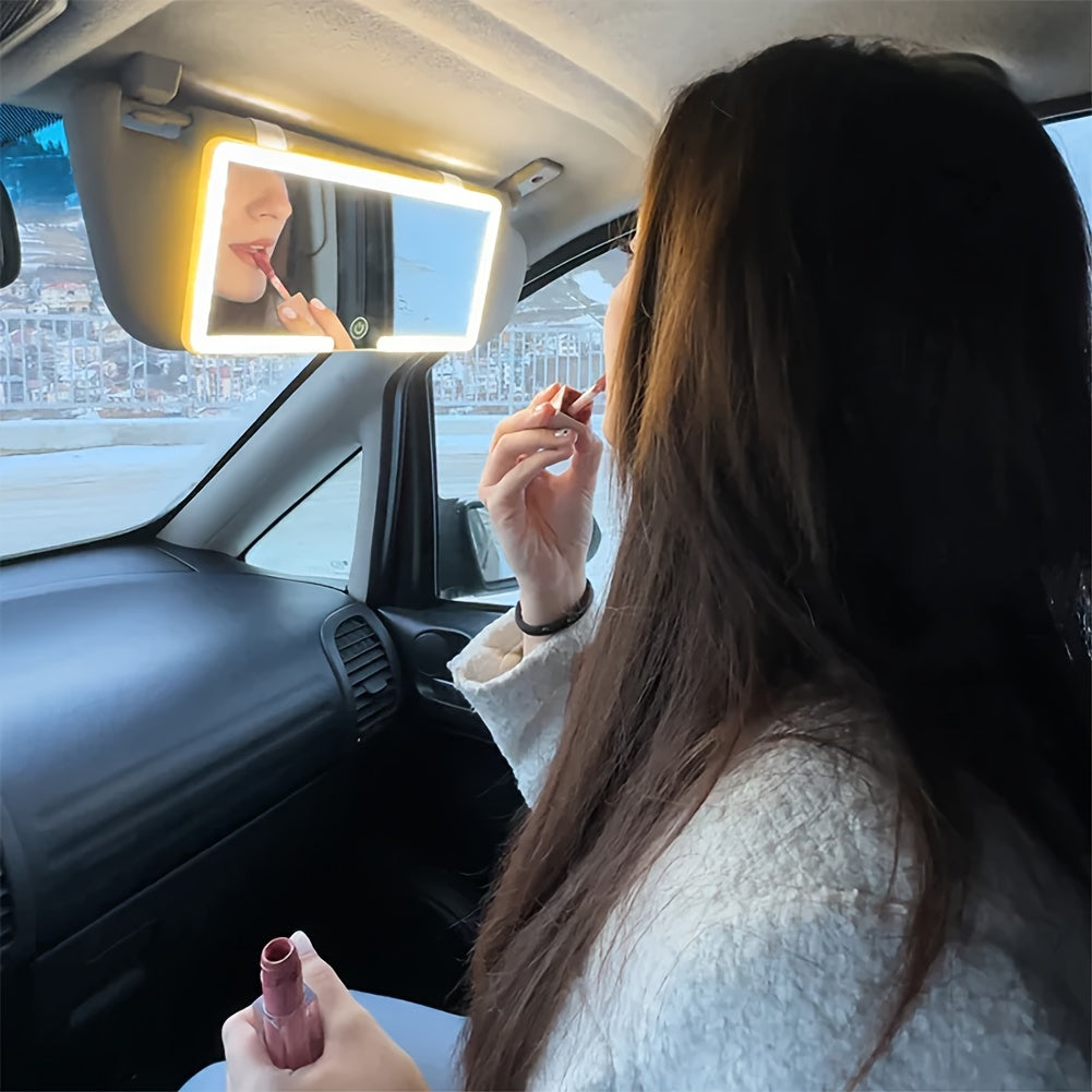 Car Sun Visor LED Vanity Mirror With Light 3 Brightness Adjustment Makeup Mirror Car Accessories