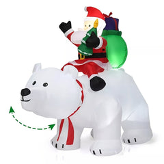 Christmas Inflatable Santa Riding Polar Bear Shaking Head LED Lights