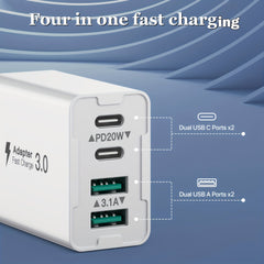 40W 4-Port USB C Wall Charger - Fast Charging for Multiple Devices | Charging Adapters|