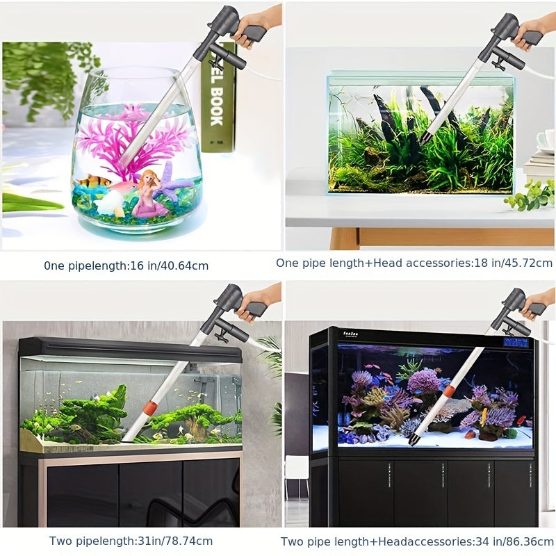 1pc Gravel Vacuum Aquarium Vacuum Gravel Cleaner With Air-Pressing Button, Glass Scraper, Adjustable Water Flow Controller For Fish Tank Cleaning And Water Changing