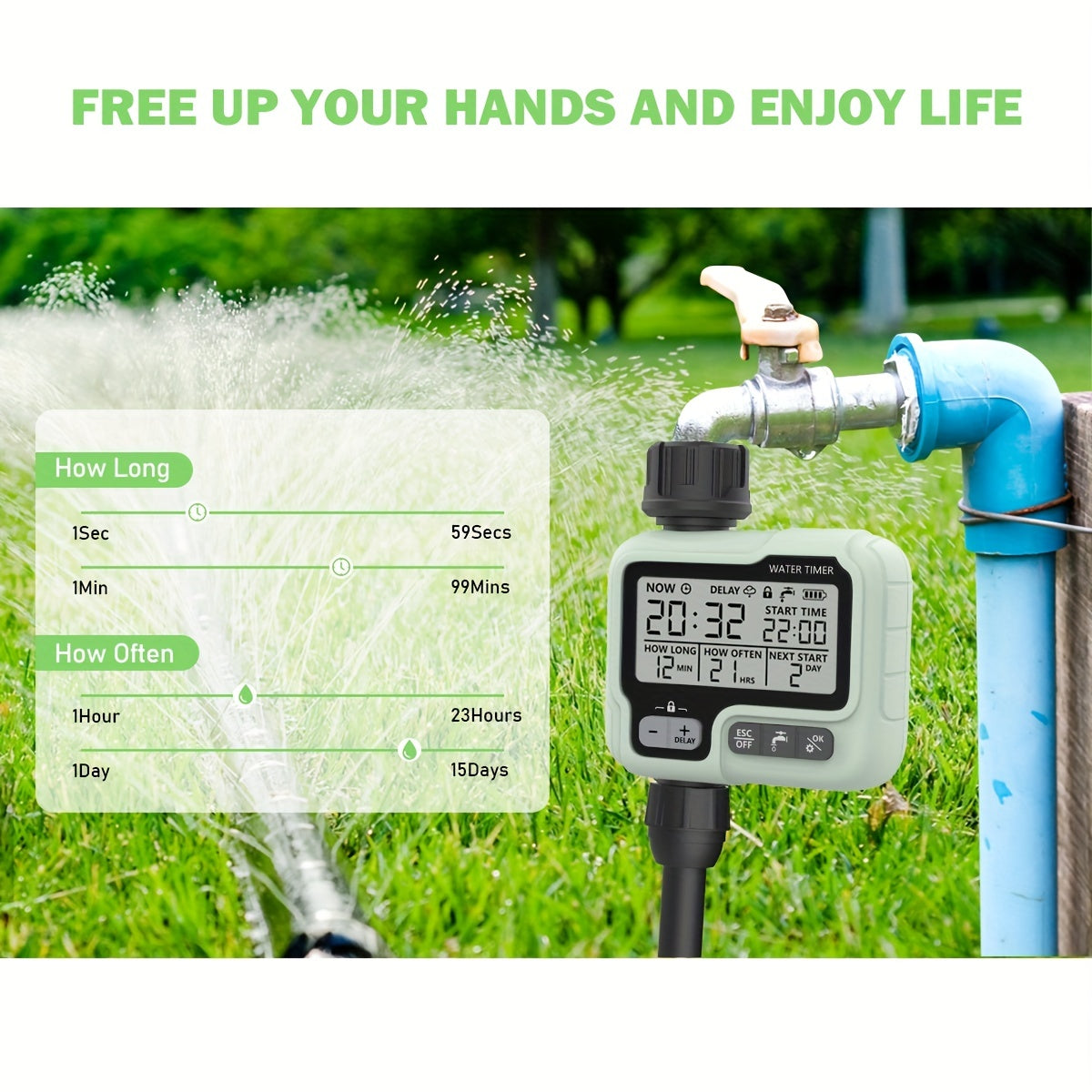 Effortless Garden Watering with HCT-322 Automatic Water Timer | Gardening Equipment |