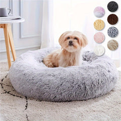 Calming Dog & Cat Bed, Donut Cuddler Warming Cozy Soft Round Bed, Fluffy Faux Fur Plush Cushion Bed For Small Medium And Large Dogs And Cats (40.64cm/50.8cm/60.96cm/71.12cm/78.74cm/99.06cm)