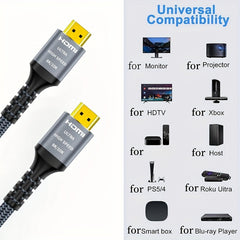 8K HDMI Cable 2.1 48Gbps, Hdmi 2.1 High Speed HDMI Braided Cord-4K@120Hz 8K@60Hz, DTS:X, HDCP 2.2 & 2.3, HDR 10 Compatible With Roku TV/PS5/PS4HDTV/RTX 3080/RTX 3090/Blu-ray