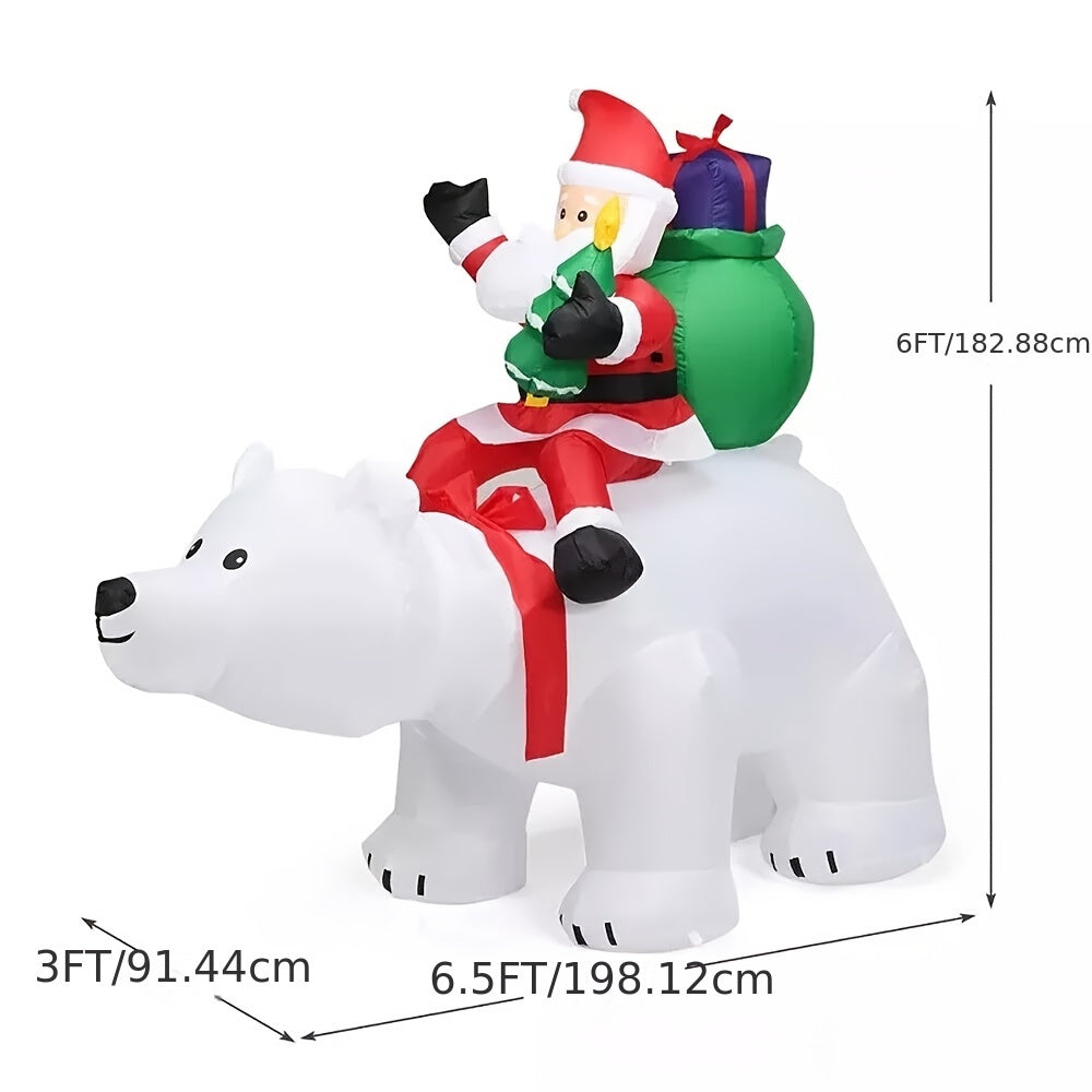 Christmas Inflatable Santa Riding Polar Bear Shaking Head LED Lights