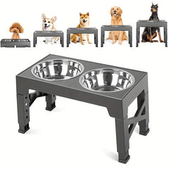 Adjustable Elevated Double Dog Bowls - Neck-Friendly Design | Pet Accessories|