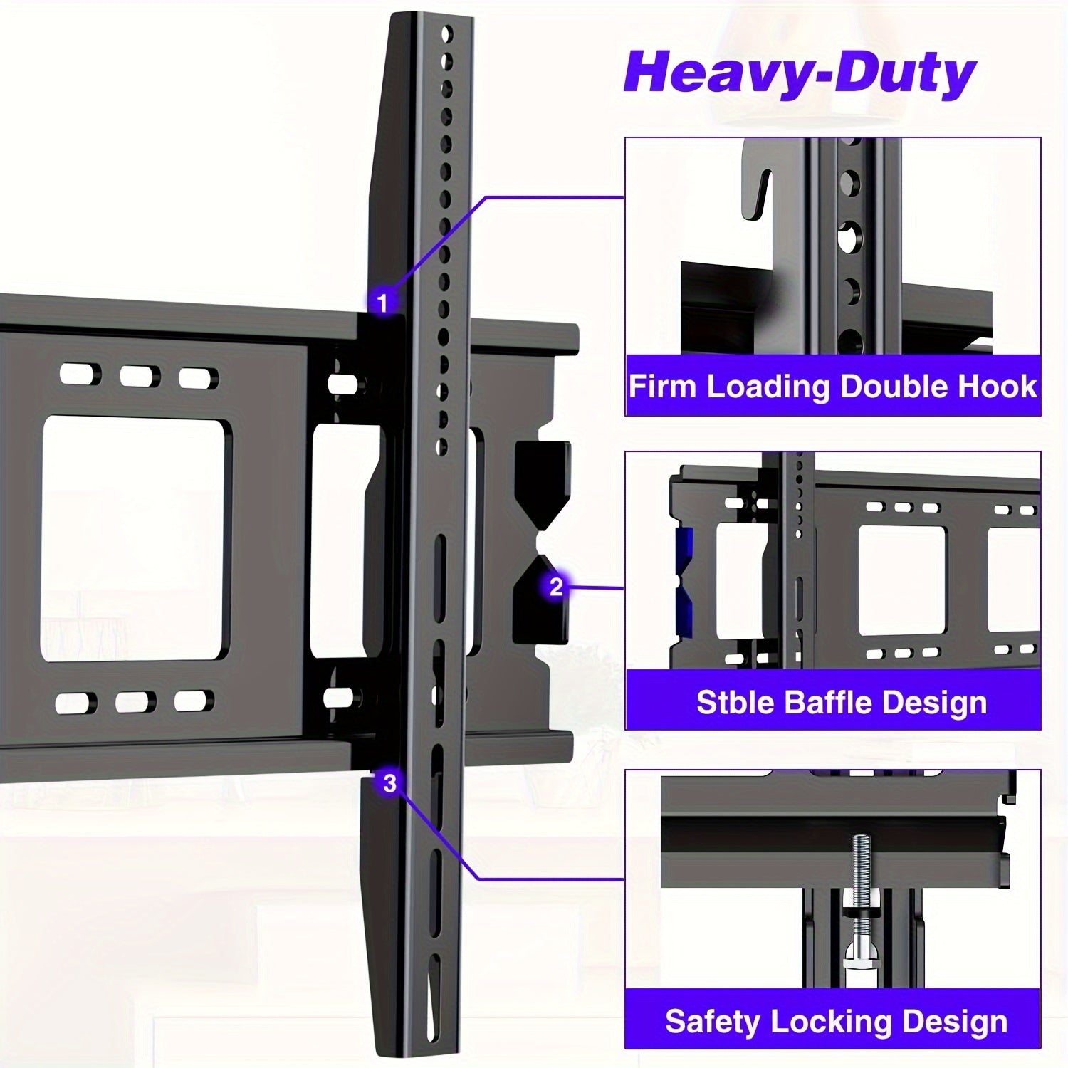 Heavy Duty Fixed TV Wall Mount For Most 50-120 "TVs, VESA Up To 900x600mm, 65 70 75 80 85 90 95 100 110 Inch Low Profile TV Wall Mount Bracket, Large TV Mount