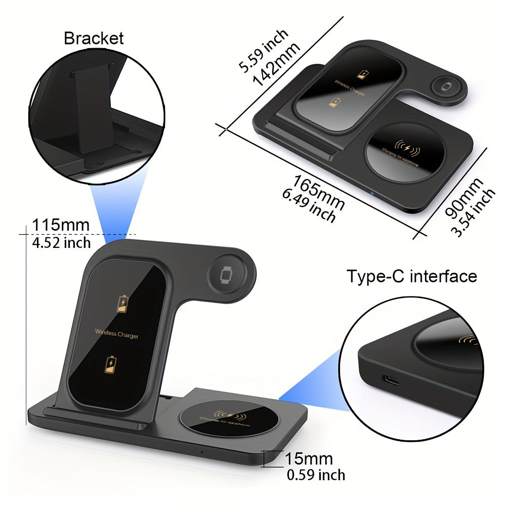 3-in-1 Foldable Wireless Charging Station - Fast Charge for Multiple Devices | Wireless Charging |