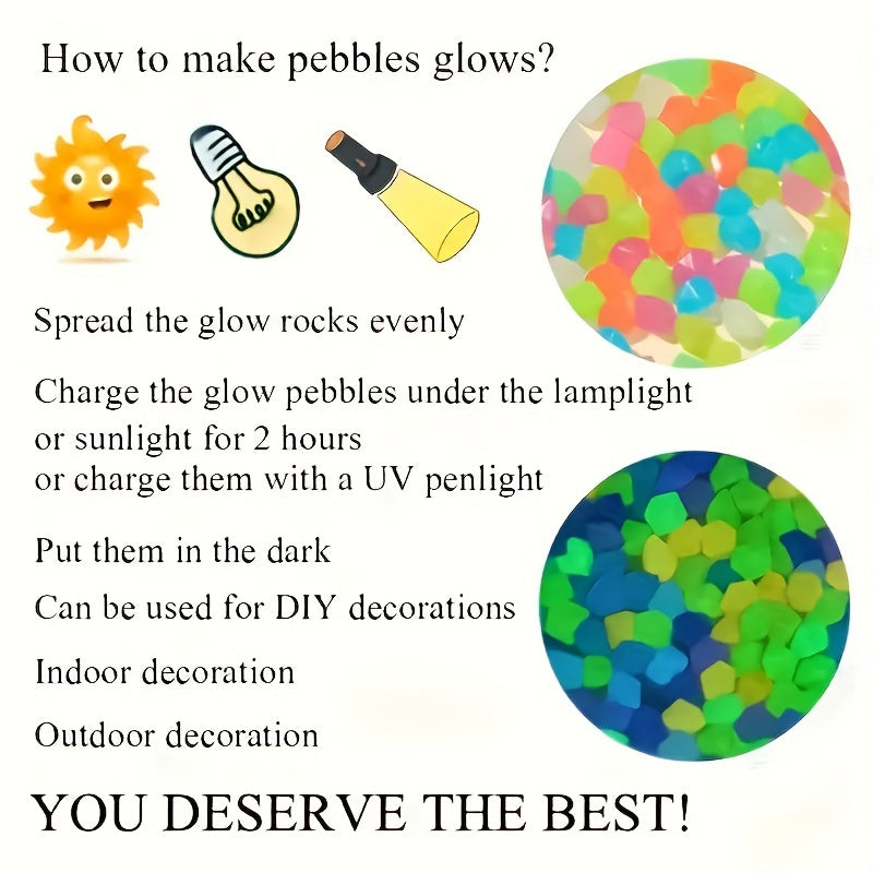 100pcs/bag Glow-in-the-Dark Pebbles - Enhance Your Fish Tank Or Aquarium With Fake Crystals