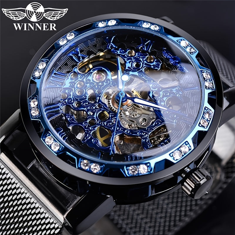 Elevate Your Style with the Men's Fashion Rhinestone Mechanical Watch | Men Watches|